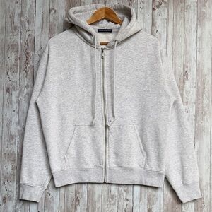 Brandy Melville Women's Light Heather Gray Zip-Up Hoodie sz Small
